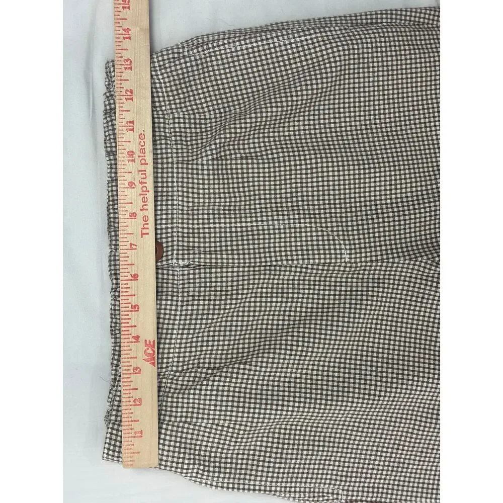 Free People Neutral Gingham Micro-Check Straight Leg Pants XS